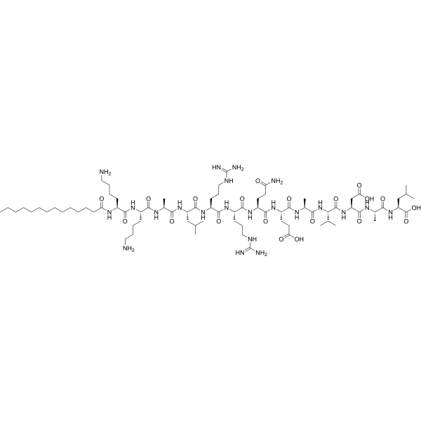 Structure chimique de Autocamtide-2-related inhibitory peptide, myristoylated